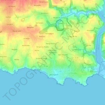 Carte topographique Kersaliou, altitude, relief