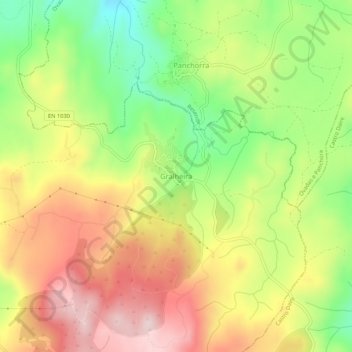 Carte topographique Gralheira, altitude, relief