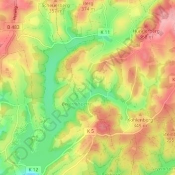 Carte topographique Großhöhfeld, altitude, relief