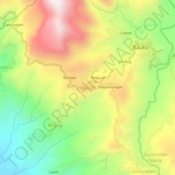 Carte topographique Abatan, altitude, relief