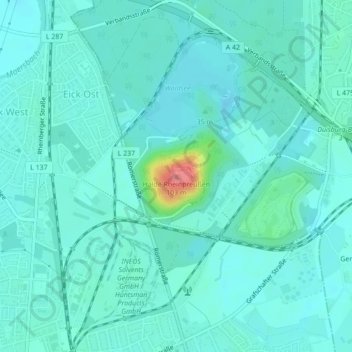 Carte topographique Halde Rheinpreußen, altitude, relief