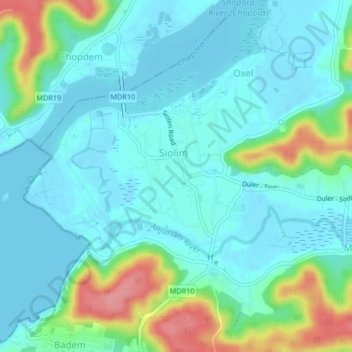 Carte topographique Siolim, altitude, relief