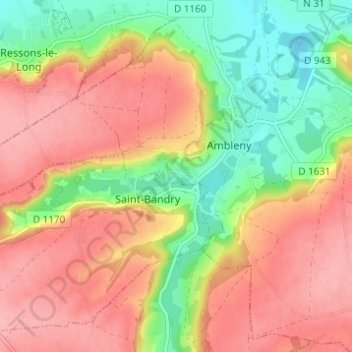 Carte topographique Le Rollet, altitude, relief