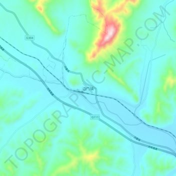 Carte topographique Bianmen, altitude, relief