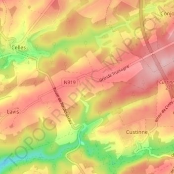 Carte topographique Grande Trussogne, altitude, relief
