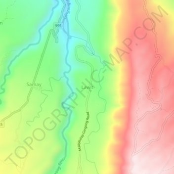 Carte topographique Lawit, altitude, relief