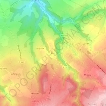 Carte topographique Bloux, altitude, relief