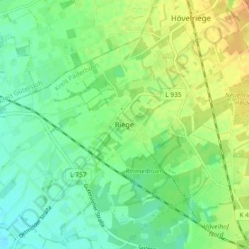 Carte topographique Riege, altitude, relief