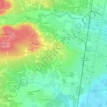 Carte topographique Bois Blanchet, altitude, relief