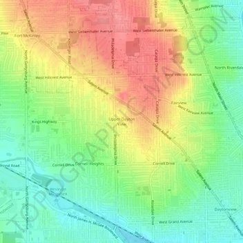 Carte topographique Upper Dayton View, altitude, relief