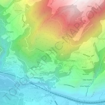 Carte topographique Thel, altitude, relief