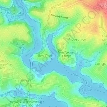 Carte topographique Burns Bay, altitude, relief