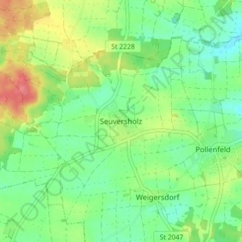 Carte topographique Seuversholz, altitude, relief