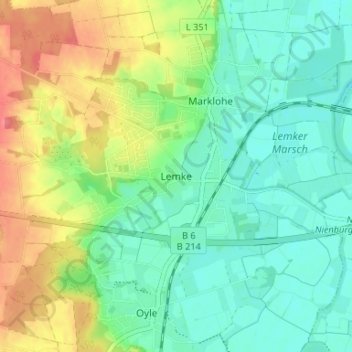 Carte topographique Lemke, altitude, relief