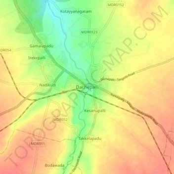 Carte topographique Dachepalli, altitude, relief