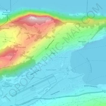 Carte topographique Heggli, altitude, relief