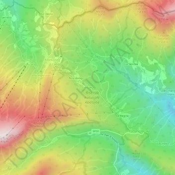 Carte topographique Consuma, altitude, relief