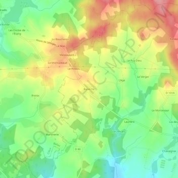 Carte topographique Banèche, altitude, relief