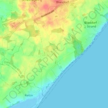 Carte topographique Brodau, altitude, relief