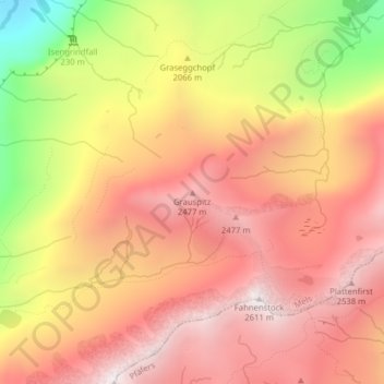 Carte topographique Grauspitz, altitude, relief