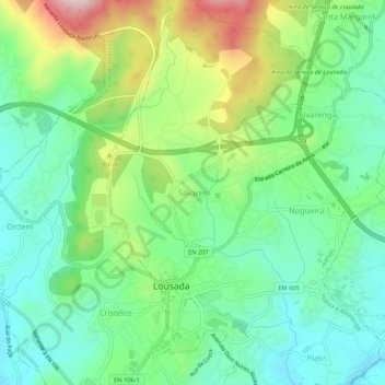 Carte topographique Silvares, altitude, relief
