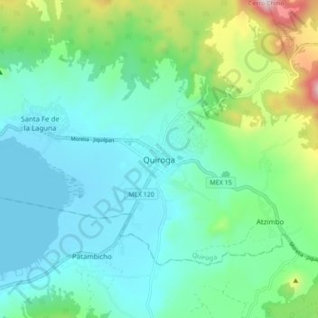 Carte topographique Quiroga, altitude, relief