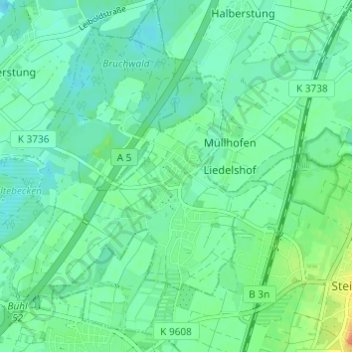 Carte topographique Weitenung, altitude, relief