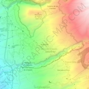 Carte topographique El Portillo, altitude, relief