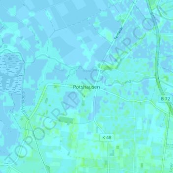 Carte topographique Potshausen, altitude, relief