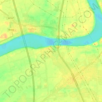 Carte topographique Kamrej, altitude, relief