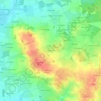 Carte topographique La Bottinière, altitude, relief