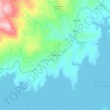 Carte topographique Penedones, altitude, relief