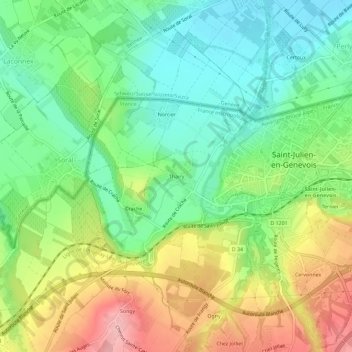 Carte topographique Thairy, altitude, relief
