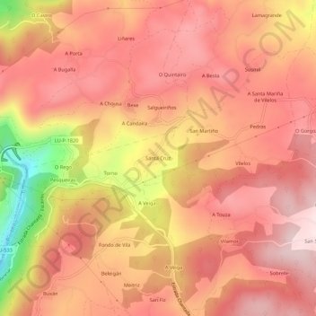 Carte topographique Santa Cruz, altitude, relief