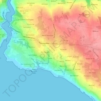 Carte topographique Kersiny, altitude, relief