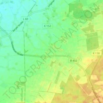 Carte topographique Vechtel, altitude, relief