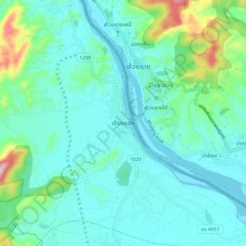 Carte topographique Chiang Khong, altitude, relief