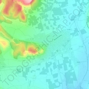 Carte topographique Calvisson, altitude, relief