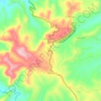 Carte topographique Bogo, altitude, relief