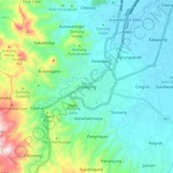 Carte topographique Soreang, altitude, relief