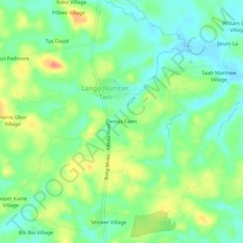 Carte topographique Dennis Farm, altitude, relief
