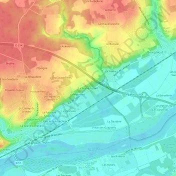 Carte topographique La Roche Cotard, altitude, relief