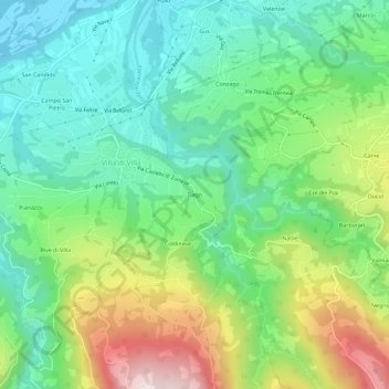 Carte topographique Tiago, altitude, relief