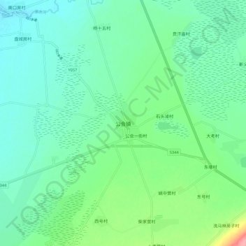 Carte topographique Gonghui, altitude, relief