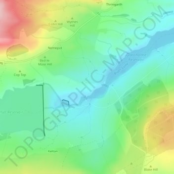 Carte topographique Grassholme, altitude, relief