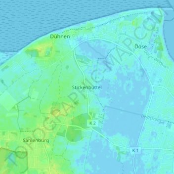 Carte topographique Stickenbüttel, altitude, relief