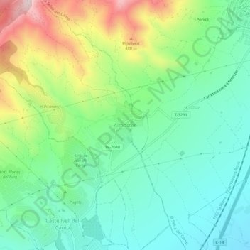 Carte topographique Almoster, altitude, relief
