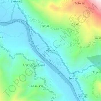 Carte topographique Malvinas, altitude, relief