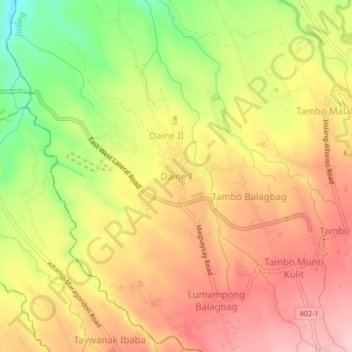 Carte topographique Daine I, altitude, relief