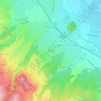 Carte topographique Terland, altitude, relief